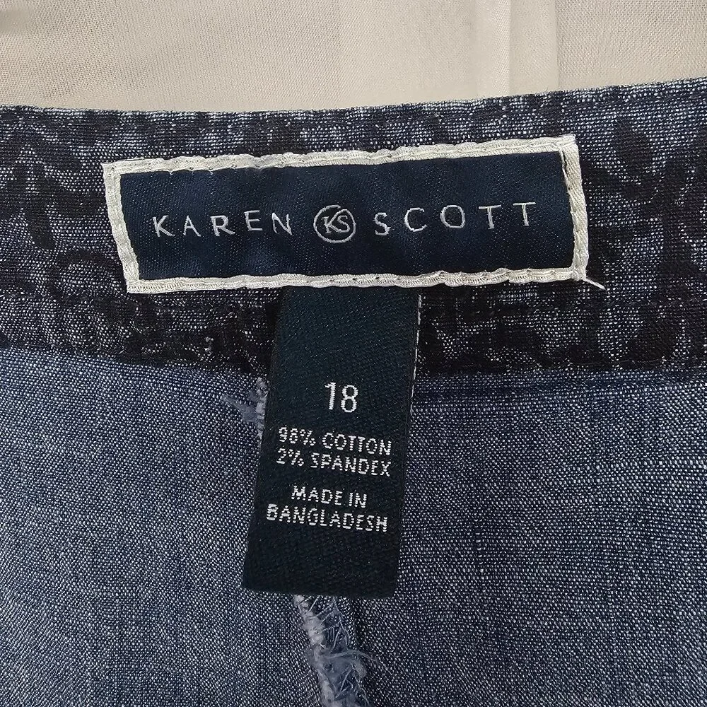 Karen Scott Blue Chambray Floral Skort Mini Boho Cottagecore 18 - Picture 8 of 10